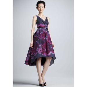 Lela Rose Neiman Marcus×Target Womens Silk Blend Floral Cocktail‎ Dress Black 12